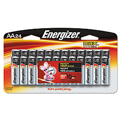 Energizer MAX Alkaline AA Batteries, 1.5 V, 24/Pack (BP24)