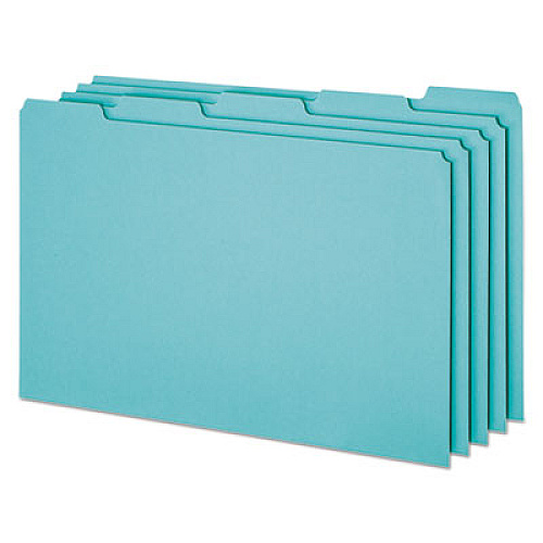 Pendaflex Blank Top Tab File Guides, 1/5-Cut Top Tab, Blank, 8.5 x 14, Blue, 50/Box (PN305)