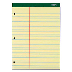 TOPS Double Docket Ruled Pads with Extra Sturdy Back, Pitman Rule Variation (Offset Margin-3" Left), 100 Canary 8.5 x 11.75 Sheets (63394)