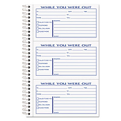 TOPS Spiralbound Message Book, Two-Part Carbonless, 2.83 x 5, 3/Page, 300 Forms (4006)