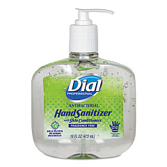 Dial Professional Antibacterial with Moisturizers Gel Hand Sanitizer, 16 oz Pump Bottle, Fragrance-Free (00213EA)