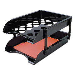 Officemate High-Capacity Tray Set, 2 Sections, Legal Size Files, 11.5" x 15.5" x 5.75", Black, 2/Pack (21072)