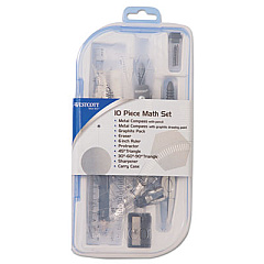 Westcott Ten Piece Math Tool Kit, Blue with Gray Tools, Hard Plastic Case (15420)