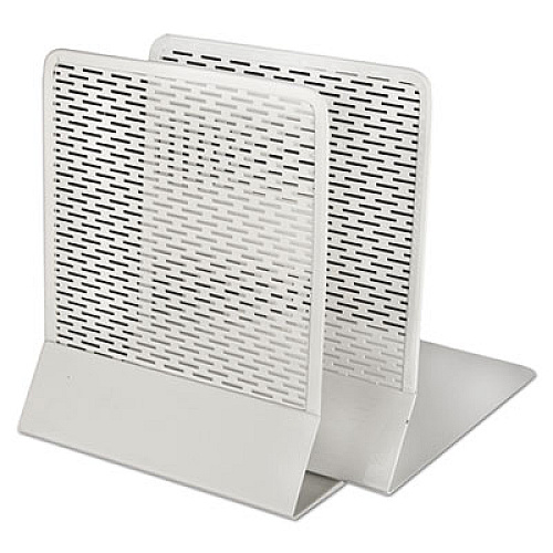 Artistic Urban Collection Punched Metal Bookends, Nonskid, 5.5 x 6.5 x 6.5, Perforated Steel, White, 1 Pair (ART20008WH)