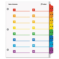 Cardinal OneStep Printable Table of Contents and Dividers - Double Column, 16-Tab, 1 to 16, 11 x 8.5, White, 1 Set (60950)