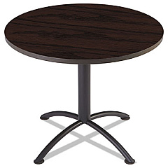 Iceberg iLand Table, Cafe-Height, Round Top, Contoured Edges, 36" dia x 29"h, Mahogany/Black (69718)