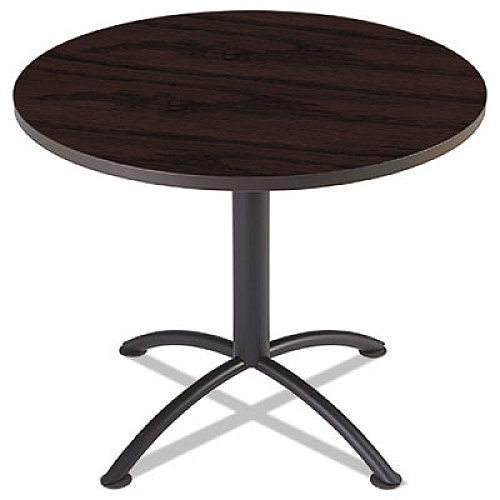 Iceberg iLand Table, Cafe-Height, Round Top, Contoured Edges, 36" dia x 29"h, Mahogany/Black (69718)