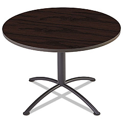 Iceberg iLand Table, Cafe-Height, Round Top, Contoured Edges, 42" dia x 29"h, Mahogany/Black (69738)