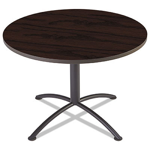 Iceberg iLand Table, Cafe-Height, Round Top, Contoured Edges, 42" dia x 29"h, Mahogany/Black (69738)