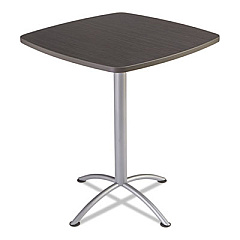 Iceberg iLand Table, Bistro-Height, Square Top, Contoured Edges, 36 x 36 x 42, Gray Walnut/Silver (69754)