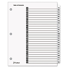 Cardinal OneStep Printable Table of Contents and Dividers, 26-Tab, A to Z, 11 x 8.5, White, 1 Set (60213)