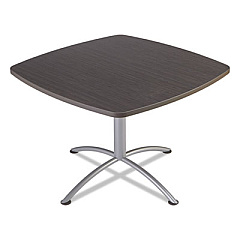 Iceberg iLand Table, Cafe-Height, Square Top, Contoured Edges, 42 x 42 x 29, Gray Walnut/Silver (69744)