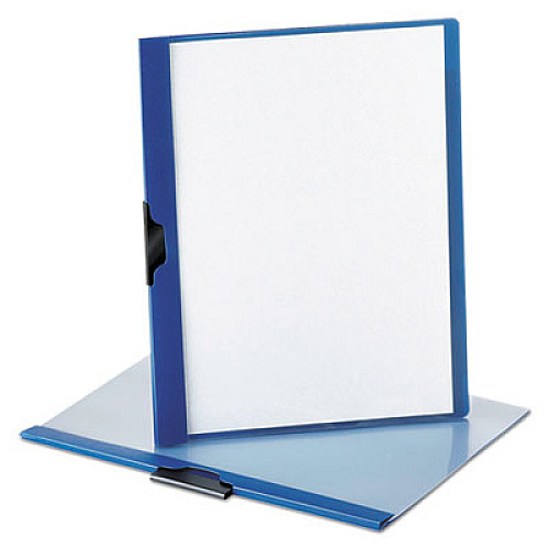 Oxford Ready Clip No-Punch Report Cover, Clip Fastener, 8.5 x 11, Clear/Dark Blue (52002)