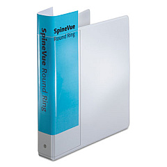 Cardinal Spine Vue Locking Round Ring Binder, 3 Rings, 1.5" Capacity, 11 x 8.5, White (16703)
