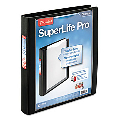 Cardinal SuperLife Pro Easy Open ClearVue Locking Slant-D Ring Binder, 3 Rings, 1" Capacity, 11 x 8.5, Black (54651)