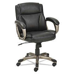 Alera Veon Series Low-Back Bonded Leather Task Chair, Supports 275 lb, 17.72" to 20.67" Seat, Black Seat/Back, Graphite Base (ALEVN6119)