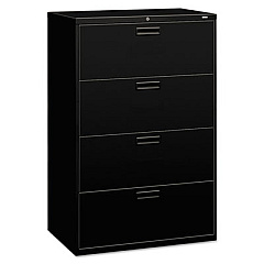 HON 500 Series Lateral File, 4 Legal/Letter-Size File Drawers, Black, 36" x 18" x 52.5" (584LP)