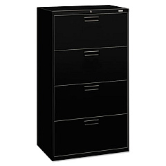 HON 500 Series Lateral File, 4 Legal/Letter-Size File Drawers, Black, 30" x 19.25" x 53.25" (HON574LP)