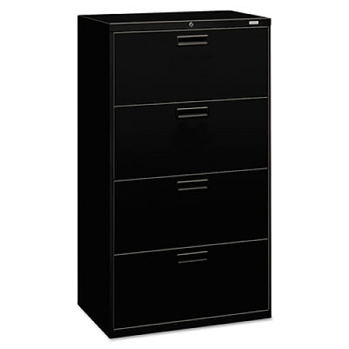 HON 500 Series Lateral File, 4 Legal/Letter-Size File Drawers, Black, 30" x 19.25" x 53.25" (HON574LP)