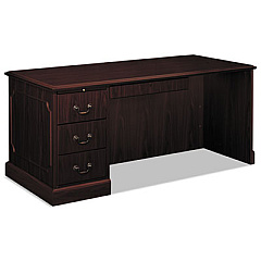 HON 94000 Series "L" Workstation Desk for Return on Right, 66" x 30" x 29.5", Mahogany (94284LNN)