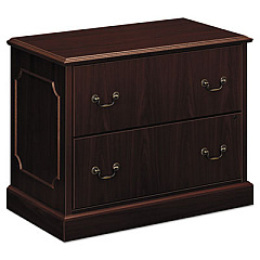 HON 94000 Series Lateral File, 2 File Drawers, Mahogany, 37.5" x 20.5" x 29.5" (94223NN)