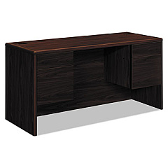 HON 10700 Kneespace Credenza, 3/4 Height Pedestals, 60w x 24d x 29.5h, Mahogany (10765NN)