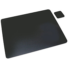 Artistic Leather Desk Pad with Coaster, 19 x 24, Black (1924LE)