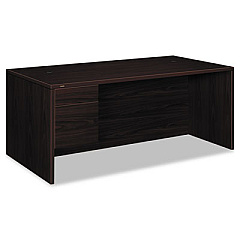 HON 10500 Series "L" Workstation Single Pedestal Desk with 3/4 Height Pedestal, 72" x 36" x 29.5", Mahogany (10586LNN)