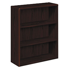 HON 10700 Series Wood Bookcase, Three-Shelf, 36w x 13.13d x 43.38h, Mahogany (10753NN)