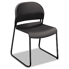 HON GuestStacker High Density Chairs, Supports Up to 300 lb, Lava Seat/Back, Black Base, 4/Carton (4031LAT)