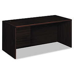 HON 10700 Series "L" Workstation Desk with Three-Quarter Height Pedestal on Left, 66" x 30" x 29.5", Mahogany (10784LNN)