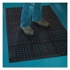 ES Robbins Pro Lite Four-Way Drain Mat, 36 x 120, Black (184717)
