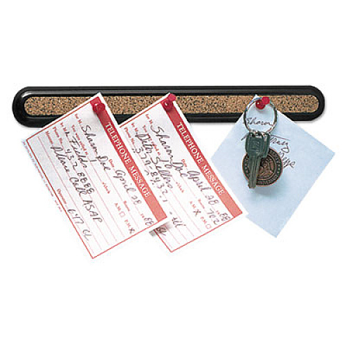 Quartet Bulletin Bar II Natural Cork Bulletin, 12 x 1, Brown, Black Plastic Frame (23401)