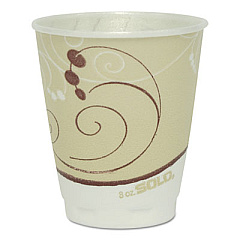 Dart Trophy Plus Dual Temperature Insulated Cups in Symphony Design, Beige, 8 oz, 50/Pack (OFX8NJ8002PK)