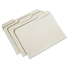 AbilityOne 7530015830556 SKILCRAFT Reinforced Top Tab File Folders, 1/3-Cut Tabs: Assorted, Letter Size, Manila, 100/Box