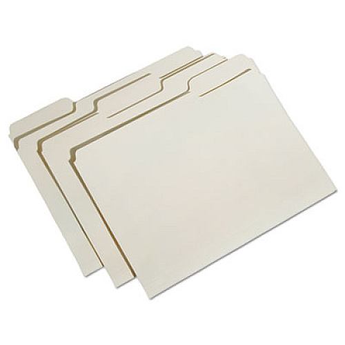AbilityOne 7530015830556 SKILCRAFT Reinforced Top Tab File Folders, 1/3-Cut Tabs: Assorted, Letter Size, Manila, 100/Box