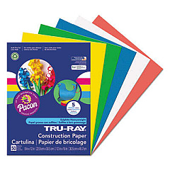Pacon Tru-Ray Construction Paper, 76lb, 9 x 12, Assorted Primary Colors, 50/Pack (6572)