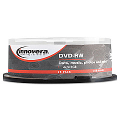 Innovera Dvd-Rw Rewriteable Disc, 4.7 Gb, 4x, Spindle, Silver, 25/pack
