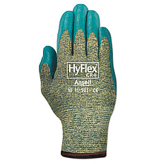 AnsellPro HyFlex 501 Medium-Duty Gloves, Size 8, Kevlar/Nitrile, Blue/Green, 12 Pairs (115018)