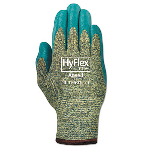 AnsellPro HyFlex 501 Medium-Duty Gloves, Size 8, Kevlar/Nitrile, Blue/Green, 12 Pairs (115018)