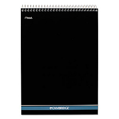 Cambridge Stiff-Back Wire Bound Pad, Wide/Legal Rule, Numbered (1-28 Front, 29-56 Back), Black/Blue Cover, 70 White 8.5 x 11.5 Sheets (59006)