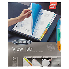 Wilson Jones View-Tab Transparent Index Dividers, 5-Tab, 11 x 8.5, Assorted, 1 Set (55065)