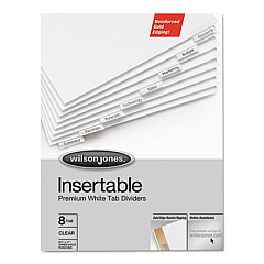 Wilson Jones Gold Line Insertable Tab Dividers, 8-Tab, 11 x 8.5, White, 1 Set (54149)