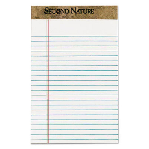 TOPS Second Nature Premium Recycled Ruled Pads, Narrow Rule, 50 White 5 x 8 Sheets, Dozen (74005)