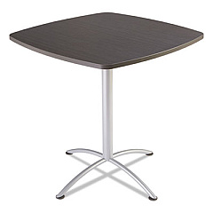 Iceberg iLand Table, Bistro-Height, Square Top, Contoured Edges, 42 x 42 x 42, Gray Walnut/Silver (69764)