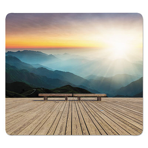 Fellowes Recycled Mouse Pad, 9 x 8, Mountain Sunrise Design (5916201)