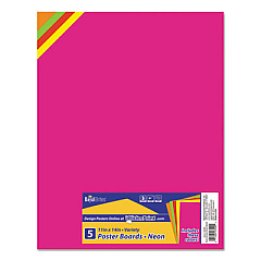 Royal Brites Premium Coated Poster Board, 11 x 14, Assorted Neon Colors, 5/Pack (23500)