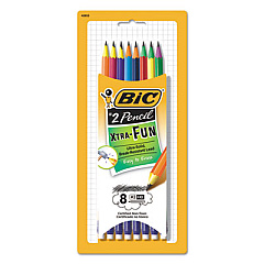 BIC #2 Pencil Xtra Fun, HB (#2), Black Lead, Assorted Barrel Colors, 8/Pack (PGEP81)