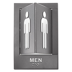 Advantus Pop-Out ADA Sign, Men, Tactile Symbol/Braille, Plastic, 6 x 9, Gray/White (91096)