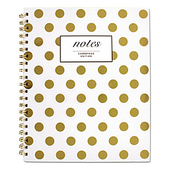 Cambridge Gold Dots Hardcover Notebook, 1 Subject, Wide/Legal Rule, White/Gold Cover, 11 x 8.88, 80 Sheets (59014)